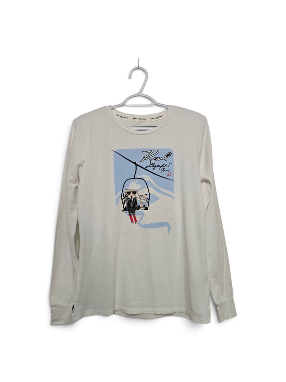 Karl Lagerfeld Snow Ski Chairlift Long Sleeve Top XS